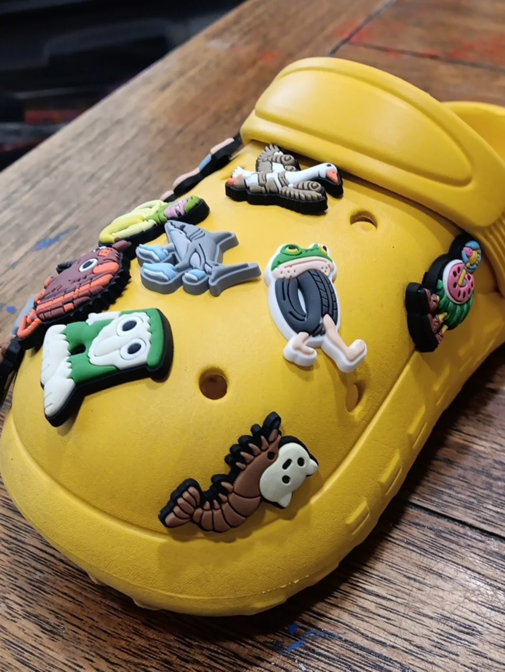 Yellow Kids Clog Shoes with Fun Charms